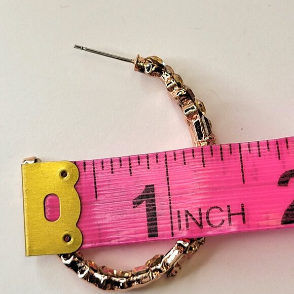 Rose Gold Crystal Half Hoop Earrings - Picture 11 of 12